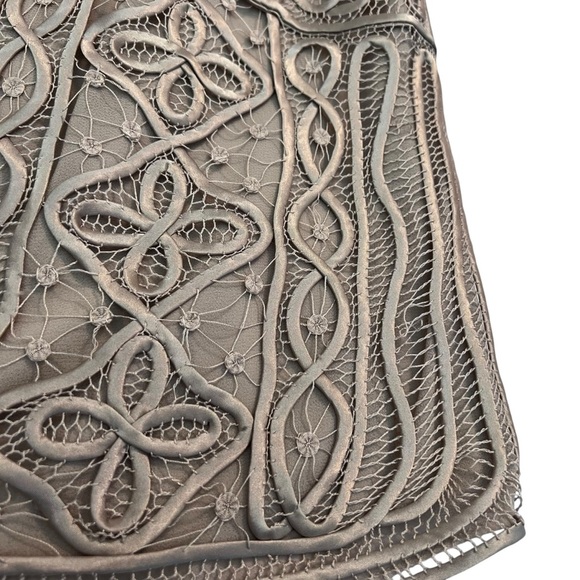 R&M Richards Beige Embroidered Mesh Top Sz 16 Boho Y2K Elegant Chic - Picture 2 of 7